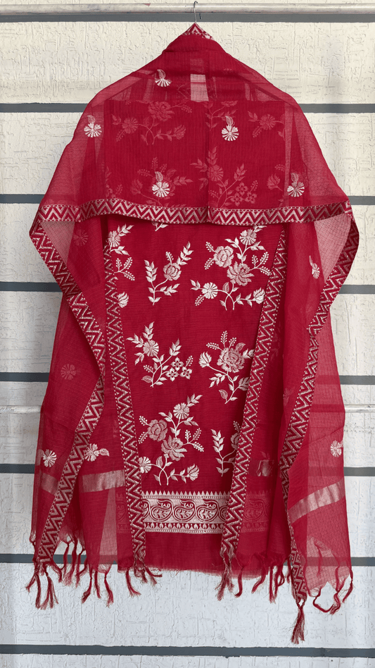 Blush Bloom Embroidery Dress Material