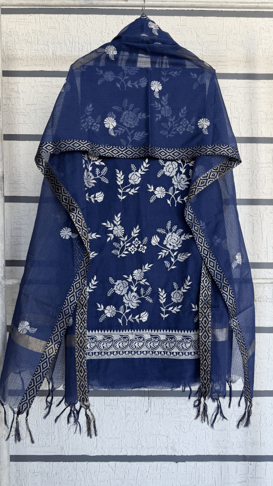 Emerald Vine Embroidery Dress Material
