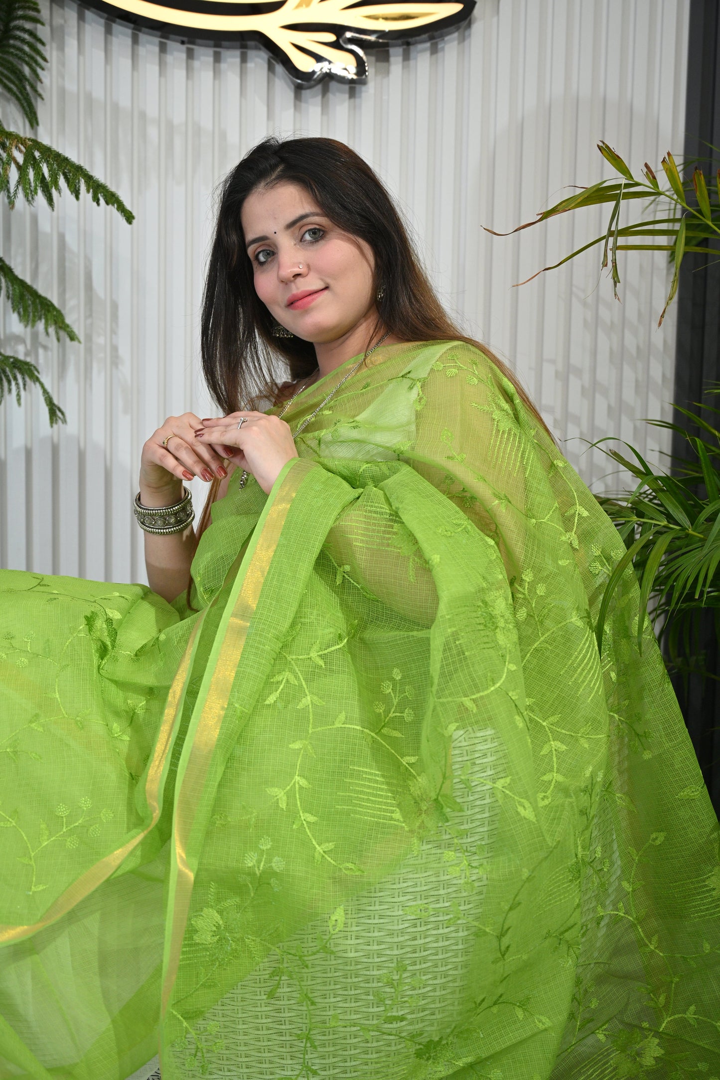 Block Print Kota Doria Saree