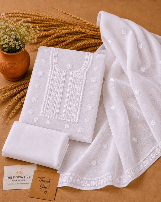 Pure White Elegance Dress Material with Bottom