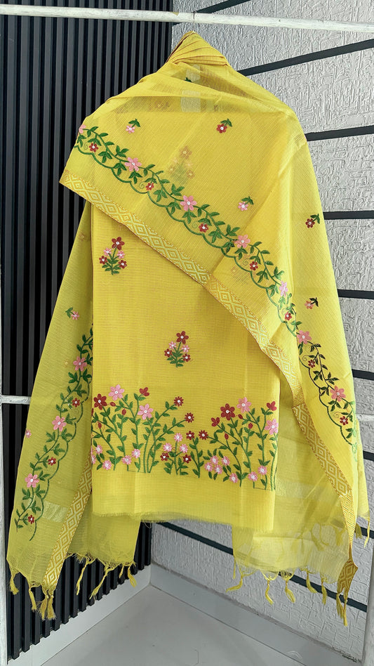 Sunflower Bloom Embroidery Dress Material