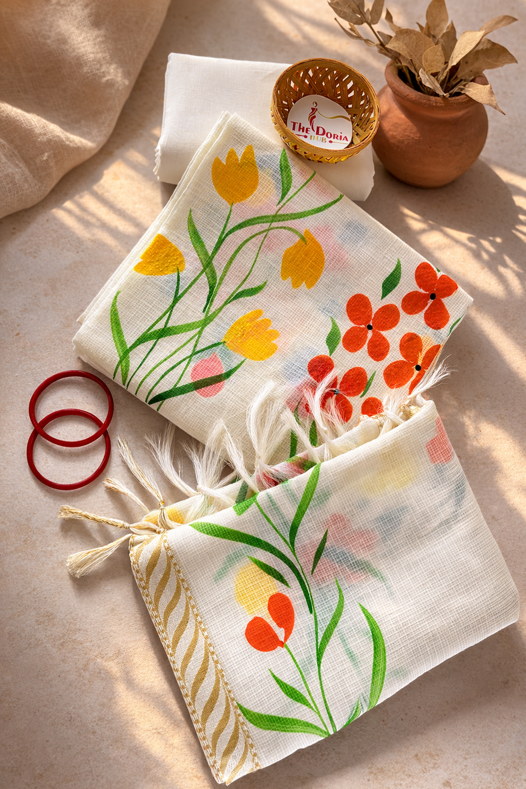 Saffron Crest Kota Doria Cotton Dress Material