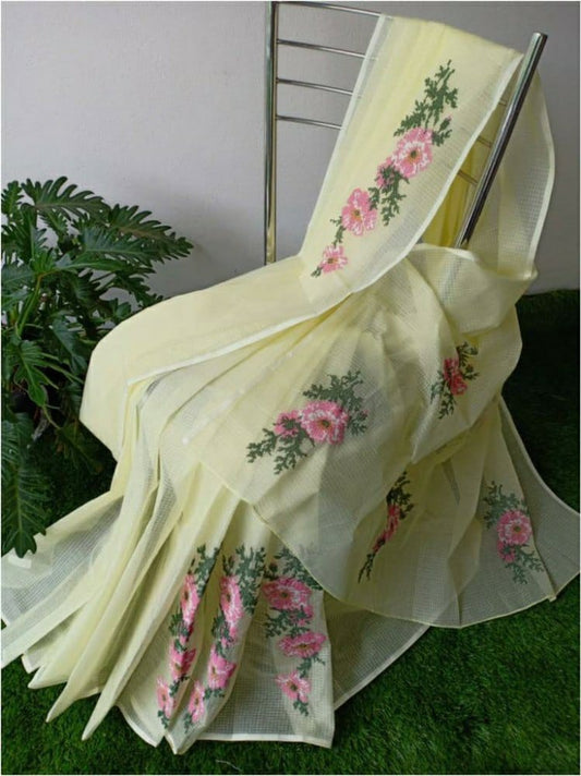 Floral Grace Kota Doria Saree
