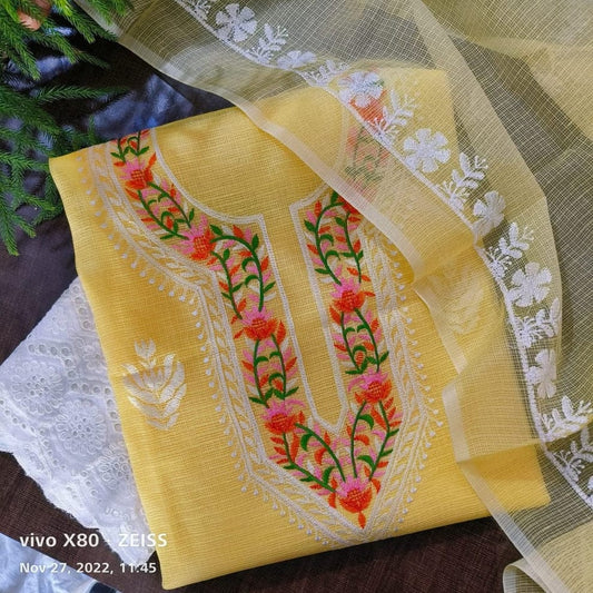 Gulnaar Kota Cotton Dress material with Bottom