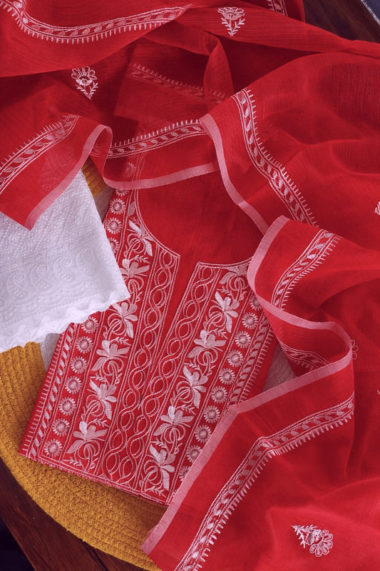 Crimson Dress Material with Bottom