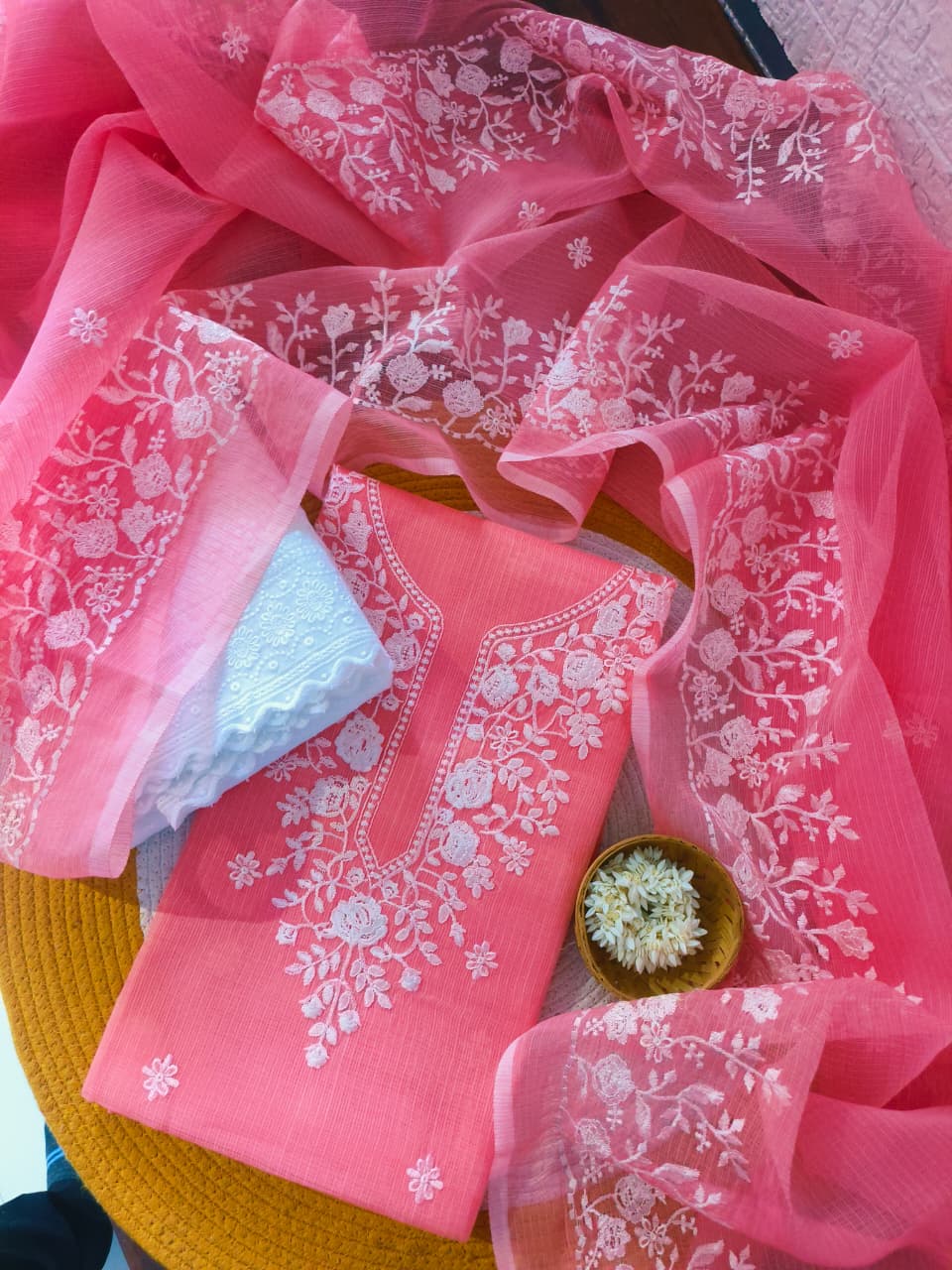 Pink Blush Dress Material with Bottom