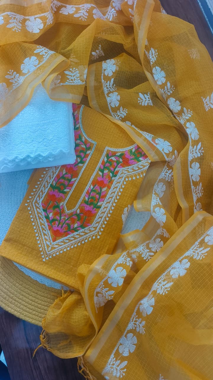 Radiant Mustard Dress Material with Bottom