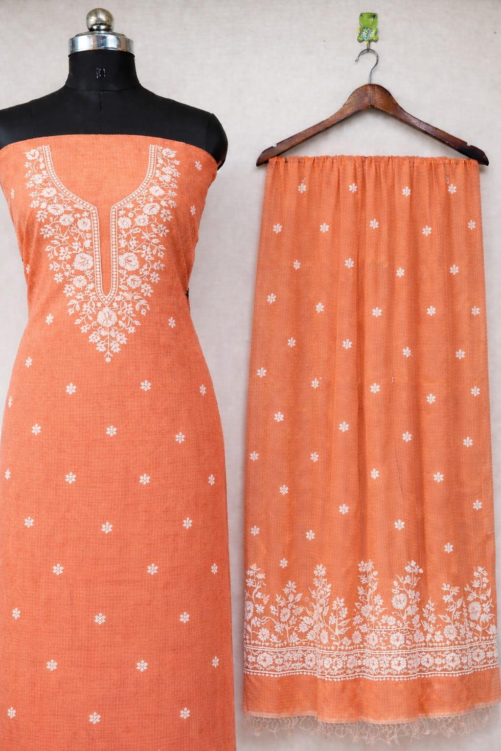 Soft Orange Kota Doria Cotton Dress Material