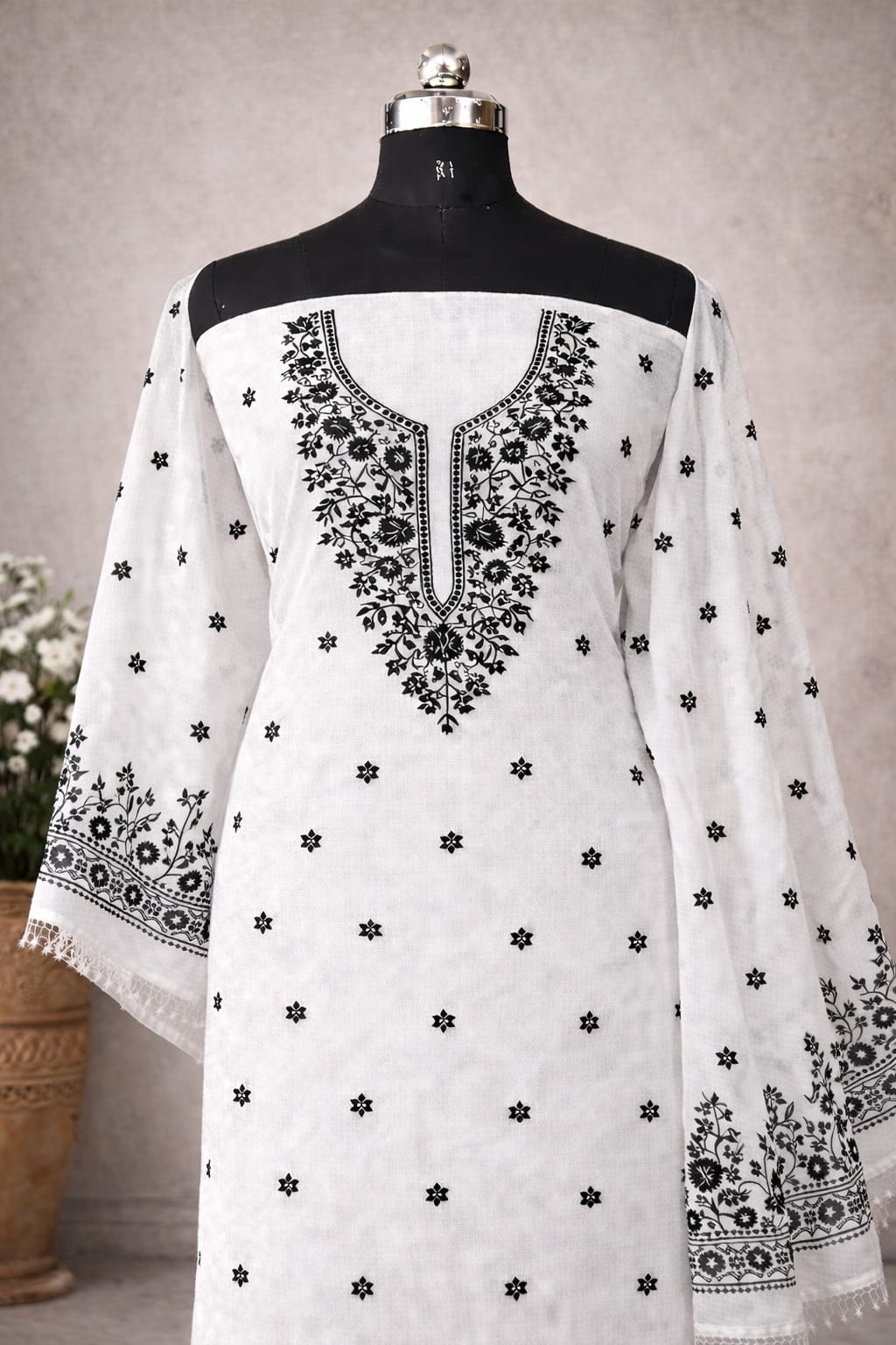 Summer White Kota Doria Cotton Dress Material